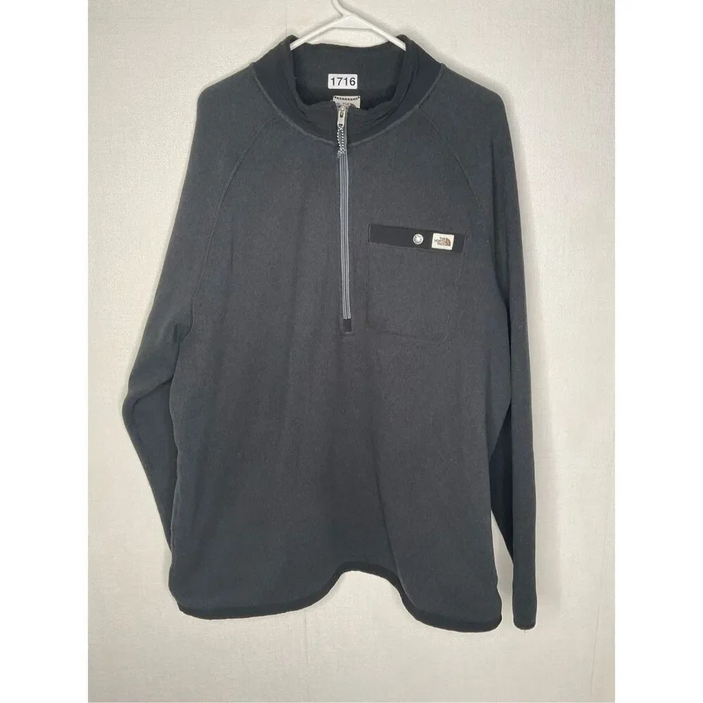 The North Face Fleece Sweater Mens XXL Gray Quarter‎ Zip Sherpa Lined Pullover